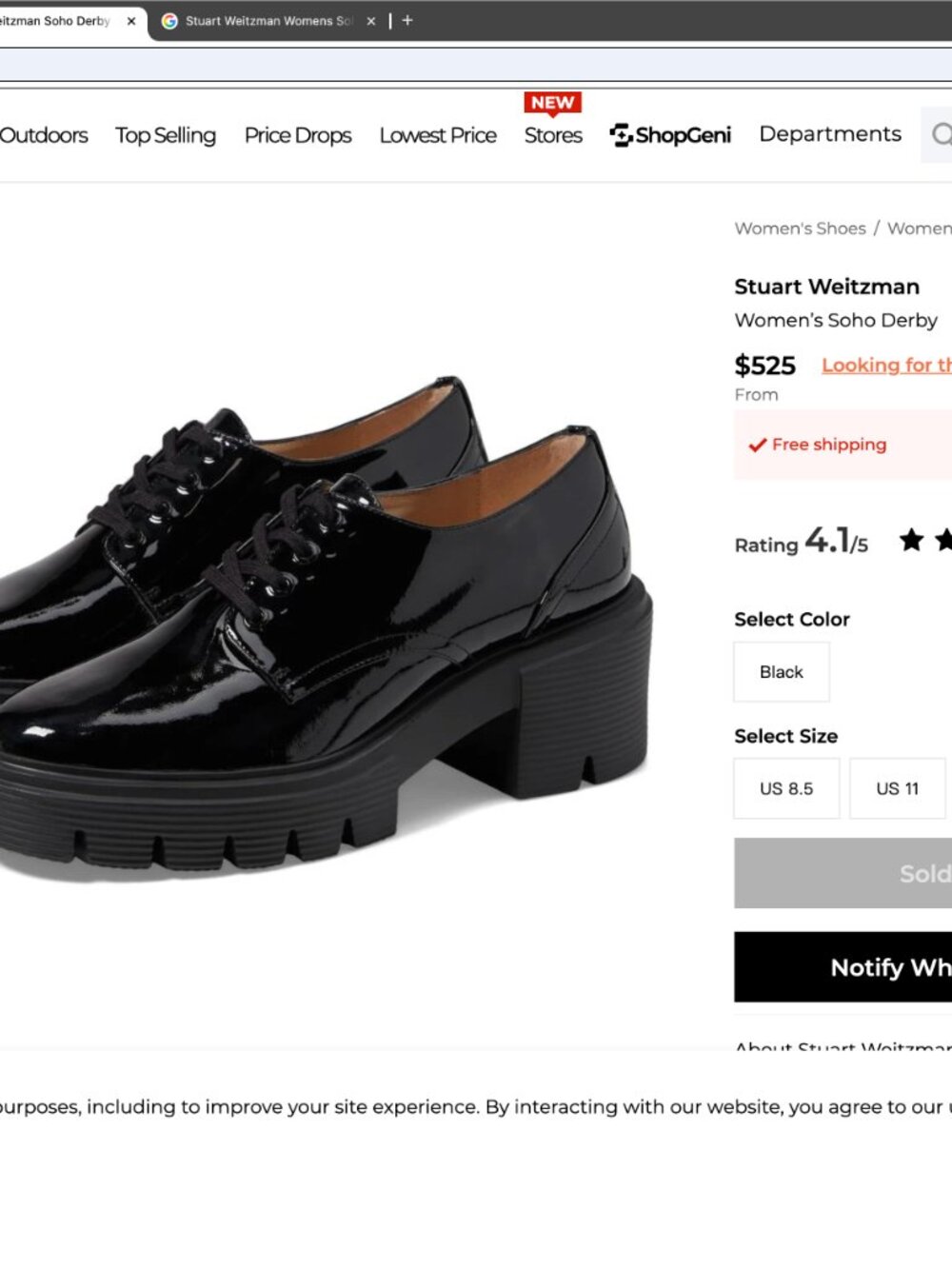 Stuart Weitzman Womens Soho Derby Black - Picture 2 of 12